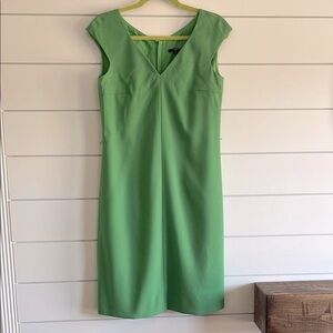 Hugo Boss Green Sheath V-Neck Dress